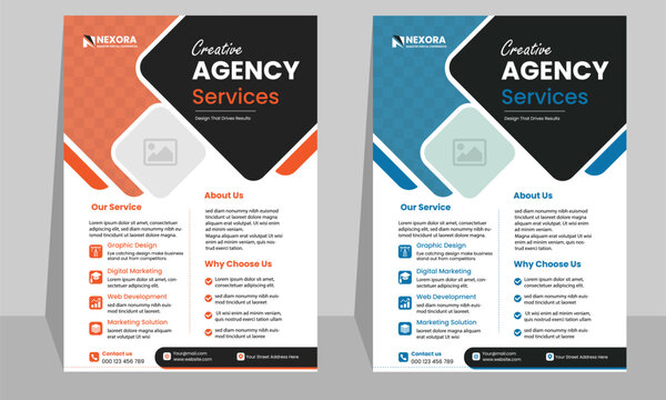 Modern Business Flyer Template Design with Clean Corporate Layout and Marketing Elements