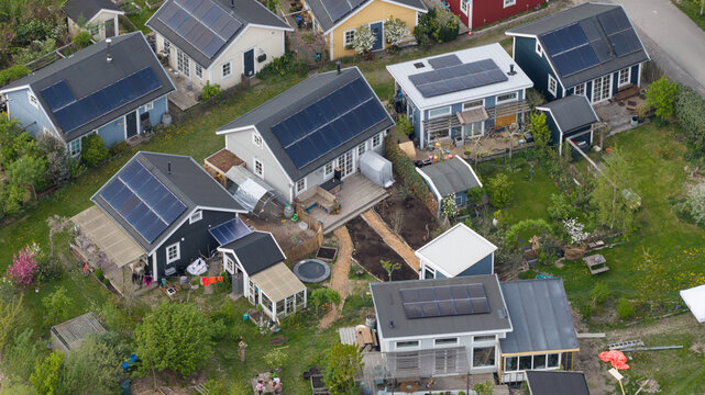 Eco Village Almere aerial views. Sustainable residential area.