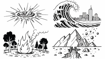Obraz premium Collection of nature disaster scenes.