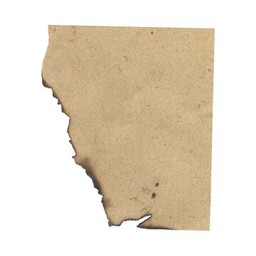 Alberta map shaped cardboard cutout with burnt outline