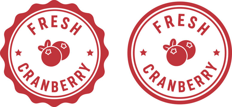 Red Fresh Cranberry Badge Labels Vector Set for Organic Food Packaging and Farmers Market Branding