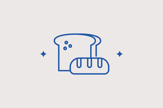 Assorted bread and loaf line icon for bakery departments and fresh food retail. Delicious vector illustration for bakery menus and grocery store signage.