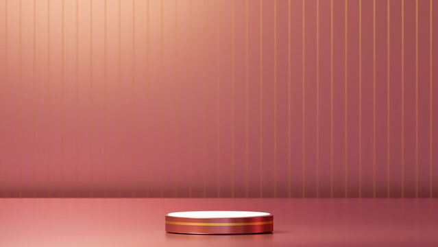 Shiny Georgia podium with Gold Yellow striped and White base, Shiny Georgia background with Gold Yellow vertical pole pattern