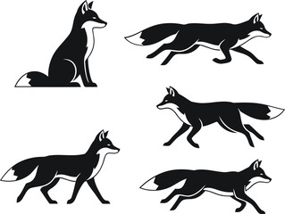 Fox in different running poses Vector © Masud Crafts
