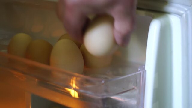 open the refrigerator and take the eggs.