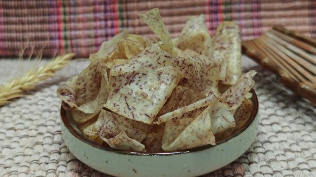 Crispy Sweet Taro Chips - snack  on a pate