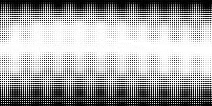 Hexagon halftone gradient texture. Abstract black grunge background. Geometric retro halftone tech overlay. Fading wavy hexagonal pattern backdrop. Vector