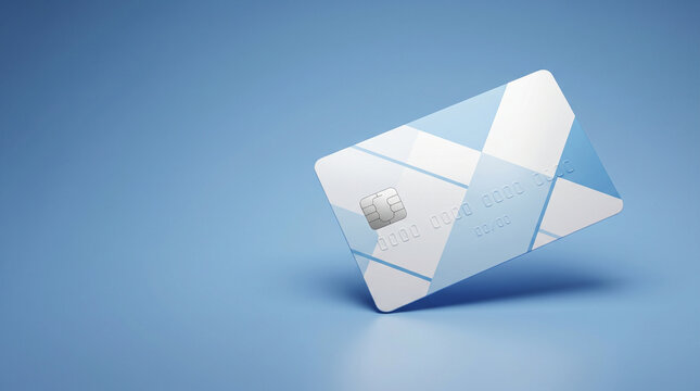 Credit card mockup featuring a modern geometric pattern design for financial services banking marketing or digital payment solution concepts displayed in this high quality studio photograph