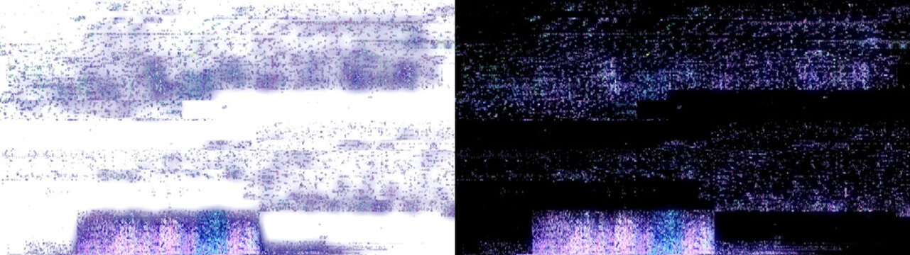 Purple digital pixel noise texture isolated on transparent background cutout graphic