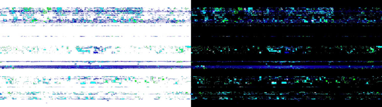 Green digital pixelated data glitch texture isolated on transparent background