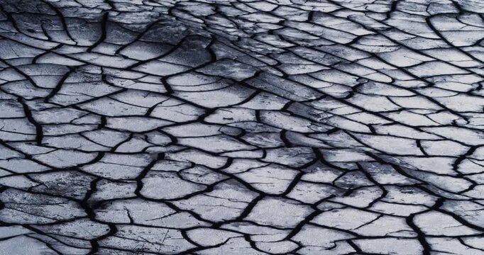 Observe the intricate details of a landscape marked by cracked, dry land. This video emphasizes both the beauty and fragility of our environment, emphasizing the importance of water conservation.