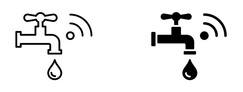 Smart Water Tap Wireless Valve Line Icon with Editable Stroke
