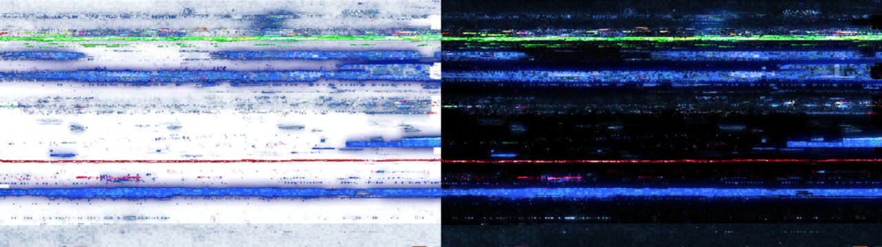 Horizontal blue and red scanlines with interference isolated on transparent background