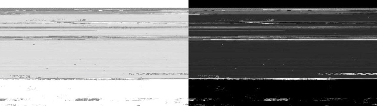 Grayscale analog scanlines and signal noise isolated on transparent background
