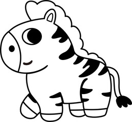 Naklejka premium Cute Zebra Black and White Cartoon Illustration