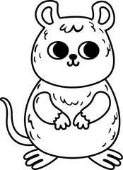 Obraz premium Cute Quokka Black and White Cartoon Illustration