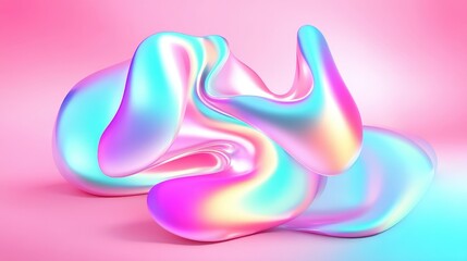 Obraz premium Abstract Fluid Shapes in Soft Pastel Colors on a Pink Background