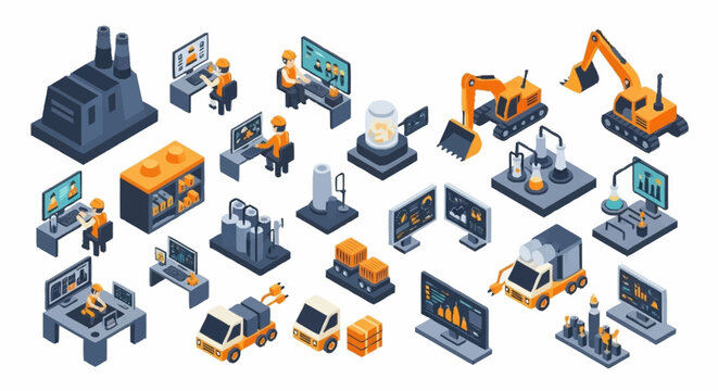 Industrial and technological icons set.