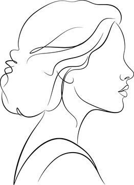 woman profile  artline illustration Minimalist continuous line drawing of a woman profile with elegant hairstyle