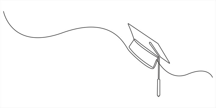 hand drawn line art vector illustration of graduation hat, graduation line art style vector illustration Graduation cap and diploma scroll on white background in line art style Graduation cap icon con