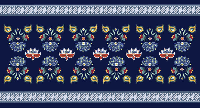 Seamless floral batik pattern in a traditional Indonesian style