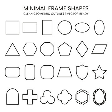 Set of minimalist frame shapes clean geometric outlines geometric shape