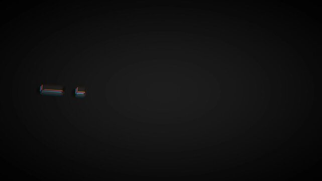 Minimalist data point marker with chromatic aberration on an empty black background for minimalist tech branding and digital interface design components