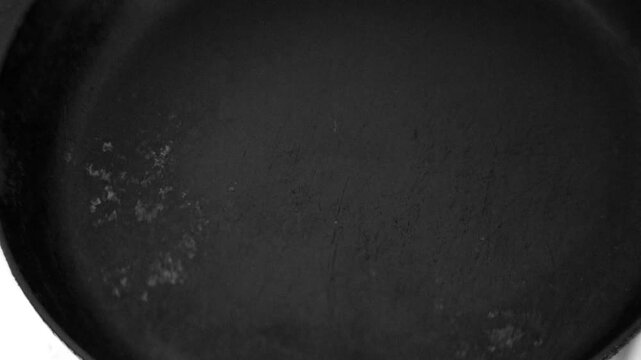 Place the frying pan on a hot electric stove.
