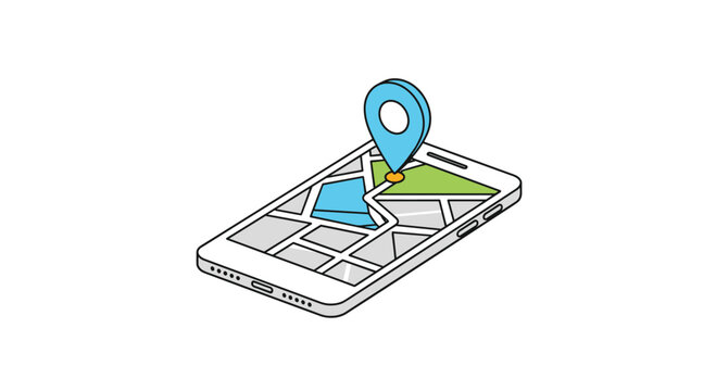 Modern smartphone displaying a navigation map with a blue location pin highlights the convenience of GPS technology and mobile tracking services.