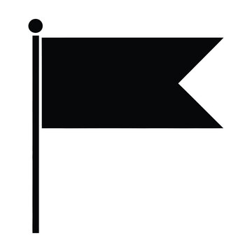 Black flag icon on a white background with a pole and ball finial symbol