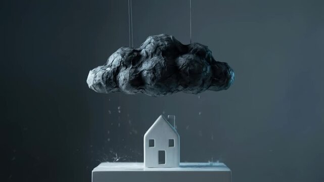 Mortgage paperwork terms shape property value burden under dark cloud