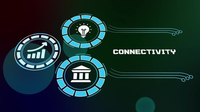 Global business connectivity and integrated network communications. Digital illustration showing linked systems, collaboration, and data exchange.