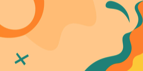 Obraz premium Abstract Pastel Summer Background With Wavy Shapes, Sun Motif and Playful Minimal Design.vector Eps 10