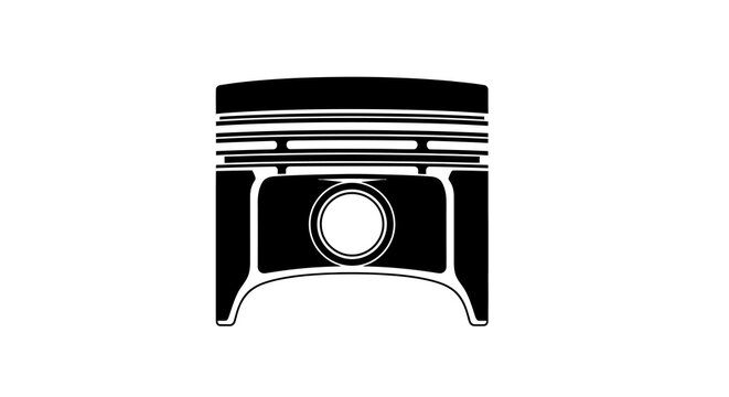 Piston silhouette, automotive engine part, industrial component, monochrome design