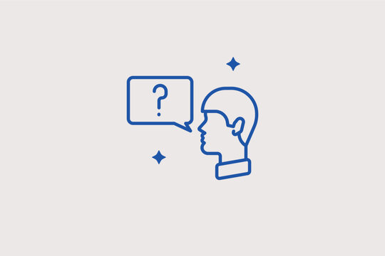 Student thinking about a question line icon with a thought bubble. Relatable vector illustration for educational psychology and problem-solving tutorials.