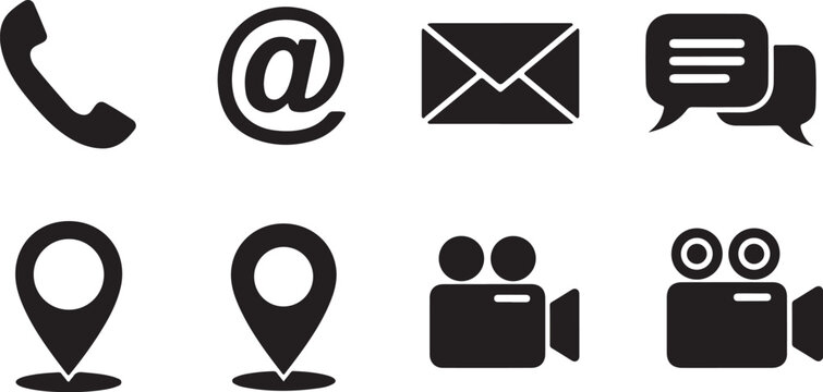 Communication and social media icon set black