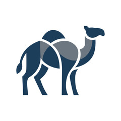 Fototapeta premium Abstract Overlapping Camel Logo, Modern Dark Blue Desert Animal Icon