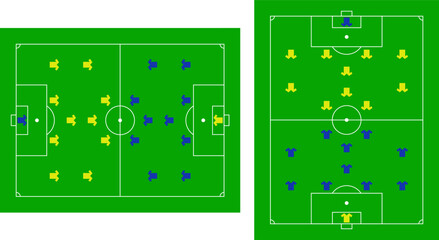 Soccer field set. Football pitch. Black outline court and stadium on white background. Football match, league scheme. © Volodymyr