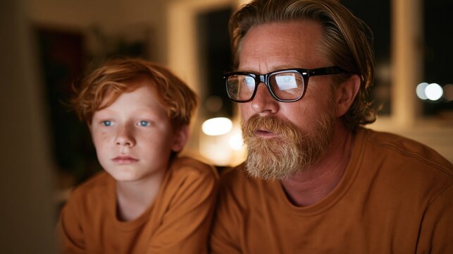 A Moment of Focus: A father and son, immersed in their shared experience. The scene captures the shared bond and the depth of their interaction.