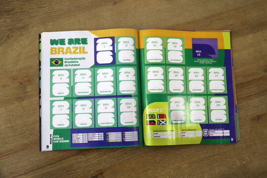  Official sticker album for the 2026 FIFA World Cup. Brazil national soccer team. Empty space for player and team