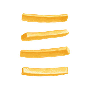 French fry stick potato. Vector color realistic illustration. Isolated on white background.