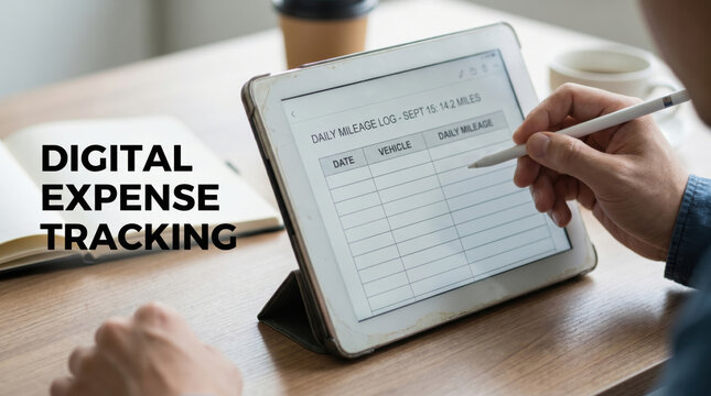 Delivery driver fuel expense digital tablet tracking form