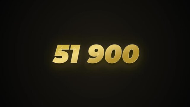 Floating gold numbers displaying fifty one thousand one hundred fifty on a dark background with a soft glowing light effect