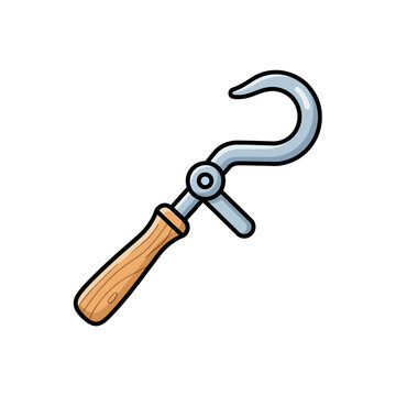 Handheld Grappling Hook Tool with Wooden Handle