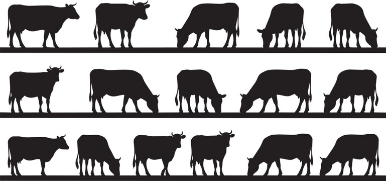 Black cow silhouettes seamless pattern cow pattern repeating cow black and white cow farm animal pattern