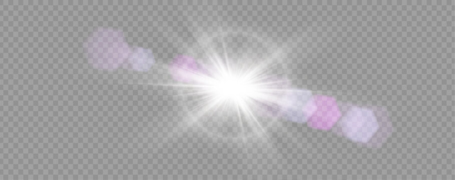 Magical sunlight shine PNG vector with glowing flare and bright optical effect forming abstract sunny background with vibrant energy composition