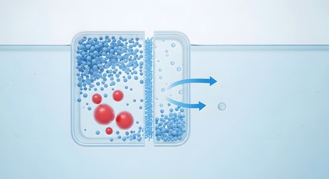 Cellular Fluid Exchange Osmosis Concept Illustration Showing Water Molecule Transfer Across Semi Permeable Membrane