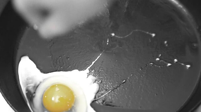 making fried eggs for breakfast