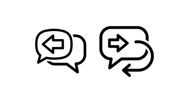 Incoming and outgoing message bubbles with arrows dialogue conversation communication exchange incoming outgoing response transfer minimalist information feedback interaction connection
