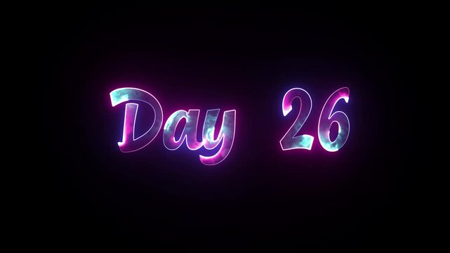 Day 26 text with colorful neon glow and galaxy nebula fill